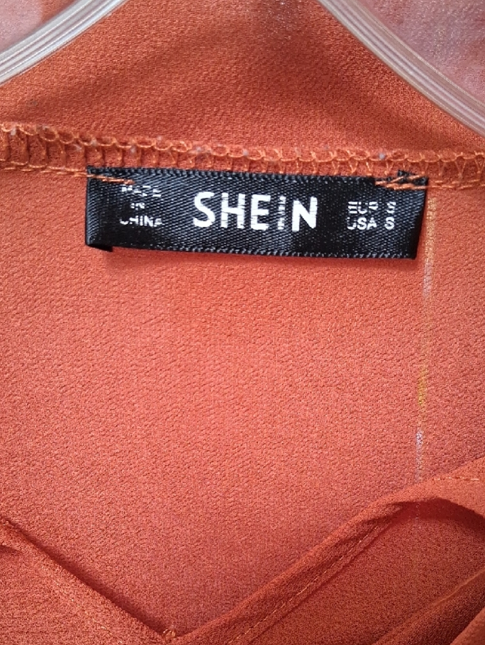 SHEIN Rust Ruffle Tie-Front Blouse - Picture 2 of 9